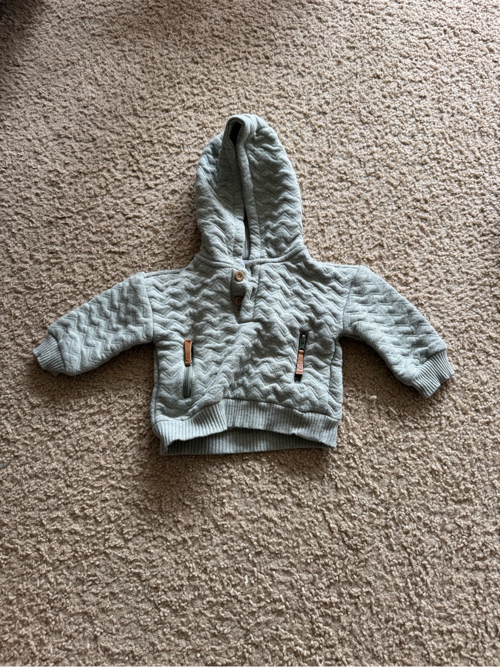 Rachel Zoe Light Gray green Quilted Hooded Pullover